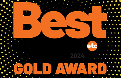 Best etc 2024 Gold Award logo in orange and black, representing recognition for excellence or top performance