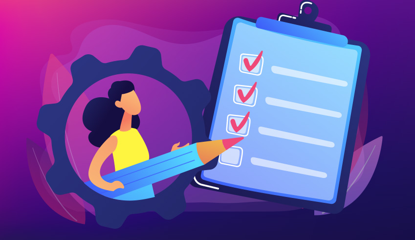 Illustration of a person with a pencil and a checklist, symbolizing effective notetaking strategies.